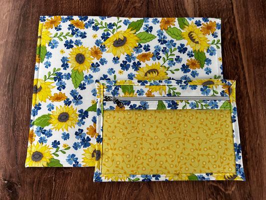 Vinyl Cross Stitch Project Bag - Embroidery bag - Project Bag - Knitting & Crochet Bag - Storage - Organizer - Notions - Flower - Sunflower