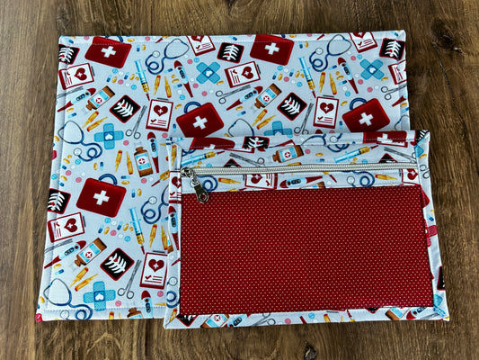 Vinyl Cross Stitch Project Bag - Embroidery bag - Knitting & Crochet Bag - Organizer - Medical Project Bag - Notions - Nurse - Doctor