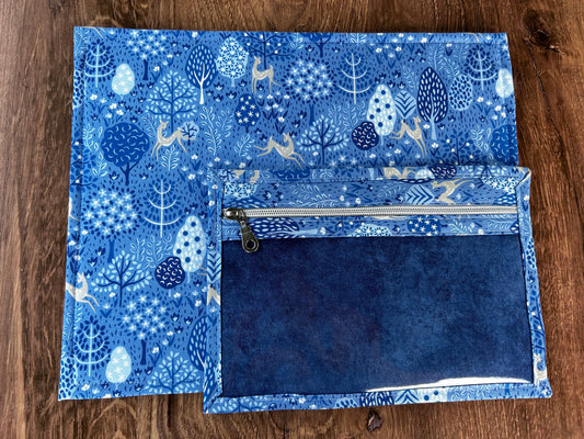 Vinyl Cross Stitch Project Bag - Embroidery bag - Project Bag - Knitting & Crochet Bag - Organizer - Notions - Woodland - Deer - Floral