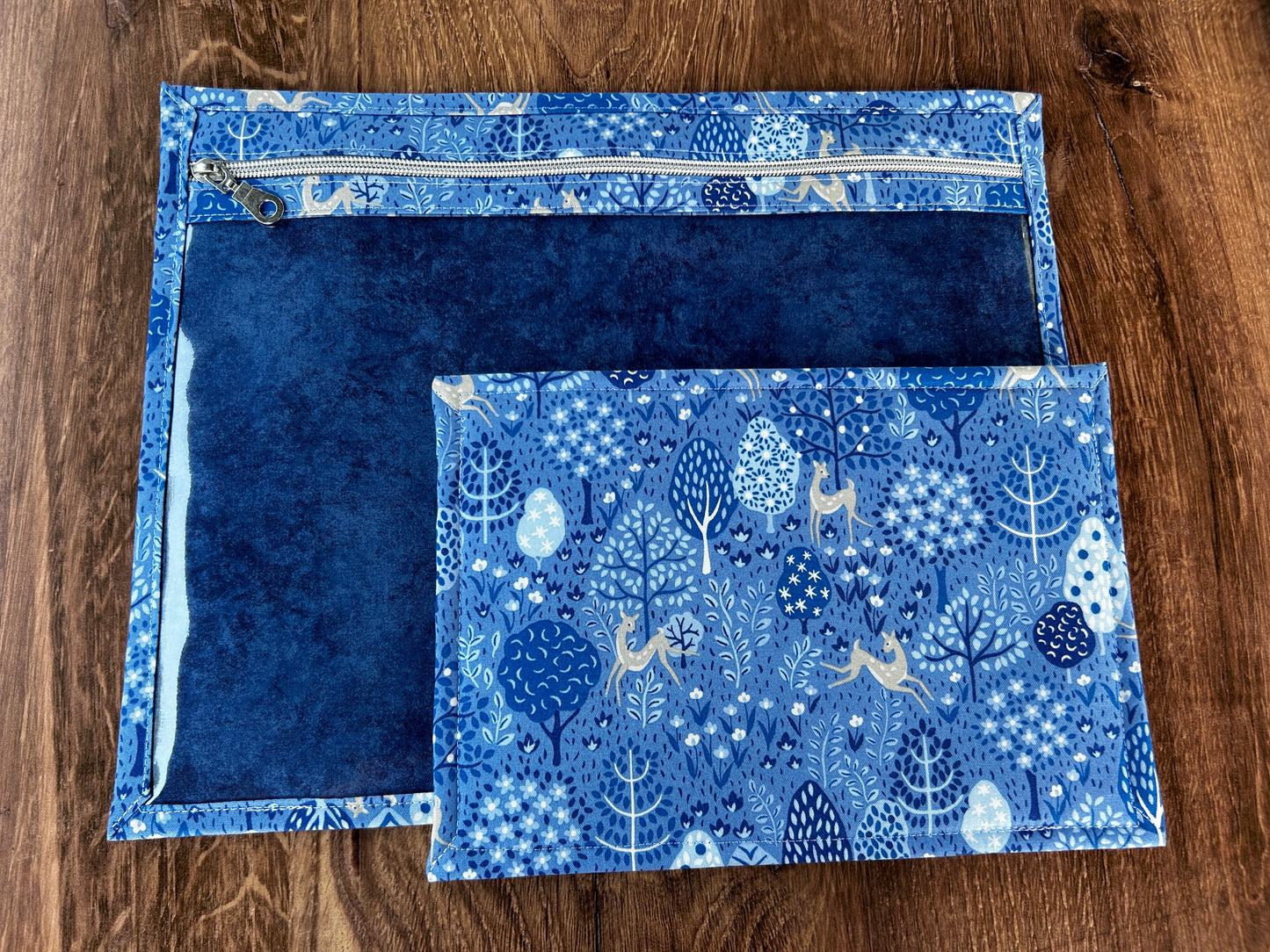 Vinyl Cross Stitch Project Bag - Embroidery bag - Project Bag - Knitting & Crochet Bag - Organizer - Notions - Woodland - Deer - Floral