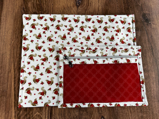 Vinyl Cross Stitch Project Bag - Embroidery bag - Project Bag - Knitting & Crochet Bag - Storage - Organizer - Squirrel Project Bag Notions