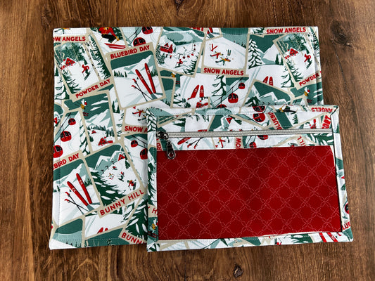 Vinyl Cross Stitch Project Bag - Project Bag - Knitting & Crochet Bag - Storage - Organizer - Skiing Project Bag - Notions - Ski (Copy)