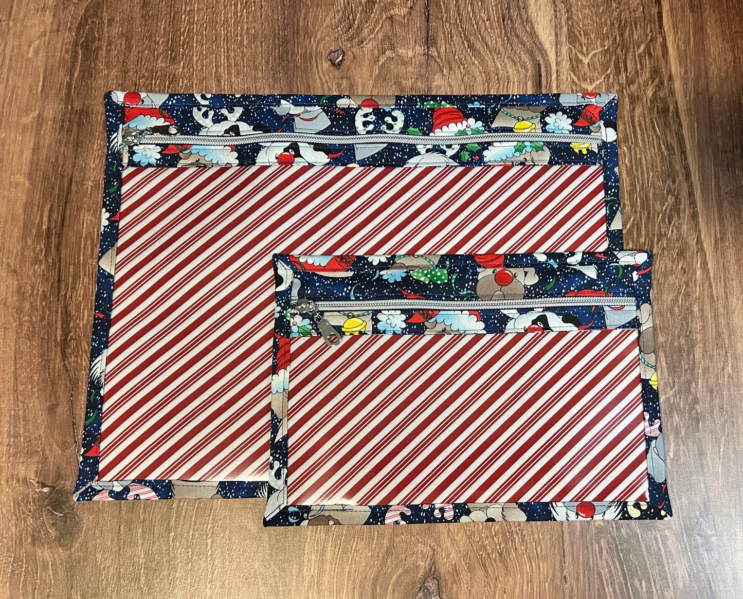 Vinyl Cross Stitch Project Bag - Embroidery Bag - Project Bag - Knitting & Crochet Bag - Craft Bag - Christmas Dogs Project Bag - Notions