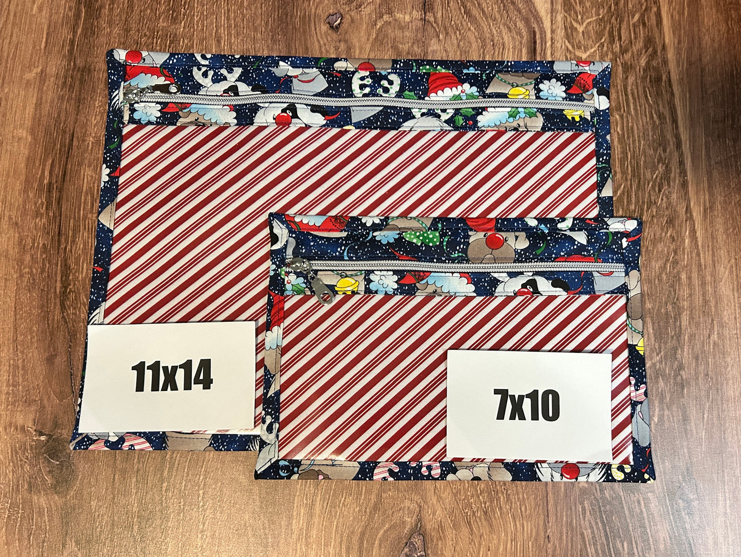 Vinyl Cross Stitch Project Bag - Embroidery Bag - Project Bag - Knitting & Crochet Bag - Craft Bag - Christmas Dogs Project Bag - Notions