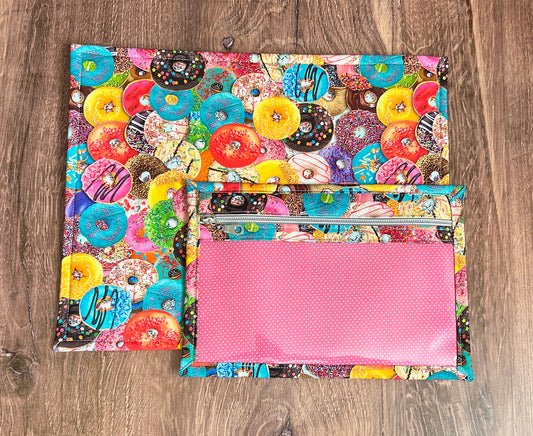 Vinyl Cross Stitch Project Bag - Embroidery bag - Project Bag - Knitting & Crochet Bag - Storage - Donut Project Bag - Notions (PINK)