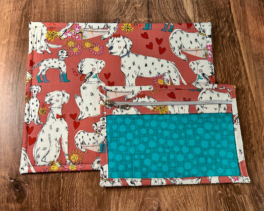 Vinyl Cross Stitch Project Bag - Embroidery bag - Project Bag - Knitting & Crochet Bag - Dalmation - Dog Project Bag - Notions