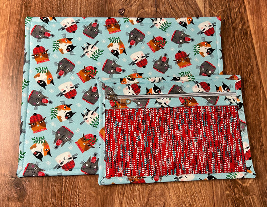 Vinyl Cross Stitch Project Bag - Embroidery Bag - Project Bag - Knitting & Crochet Bag - Cat Project Bag - Notions - Christmas - Holiday