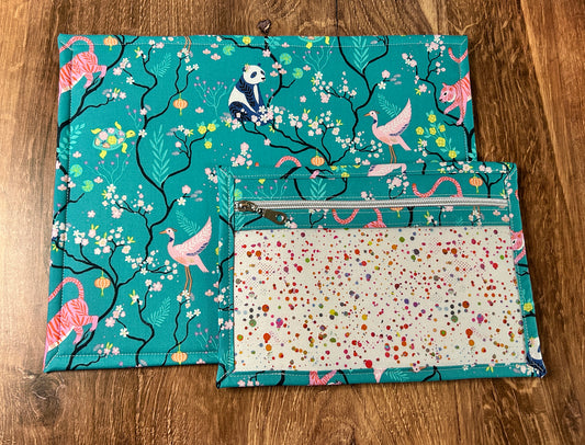 Vinyl Cross Stitch Project Bag - Embroidery Bag - Project Bag - Knitting & Crochet Bag - Notions - Woodland - Panda - Floral