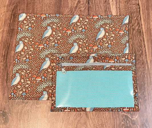 Vinyl Cross Stitch Project Bag - Project Bag - Knitting & Crochet Bag - Storage - Organizer - Bird - Project Bag - Notions - Floral