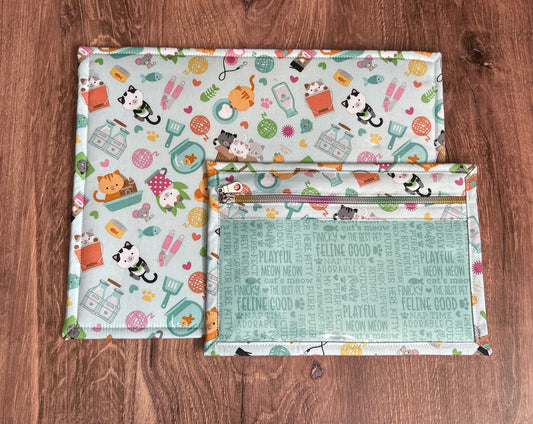 Vinyl Cross Stitch Project Bag - Embroidery bag - Knitting & Crochet Bag - Storage - Cat Project Bag - Kitten - Kitty - Notions