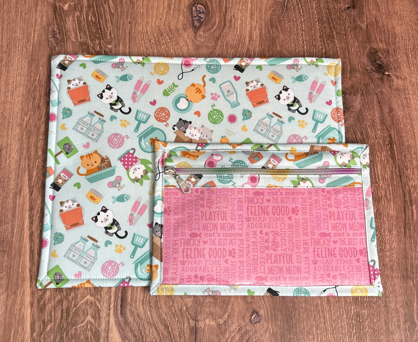 Vinyl Cross Stitch Project Bag - Embroidery bag - Knitting & Crochet Bag - Storage - Cat Project Bag - Kitten - Kitty - Notions
