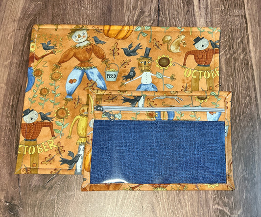 Vinyl Cross Stitch Project Bag - Embroidery bag - Project Bag - Knitting & Crochet Bag - Storage - Harvest Project Bag - Notions (ORANGE)