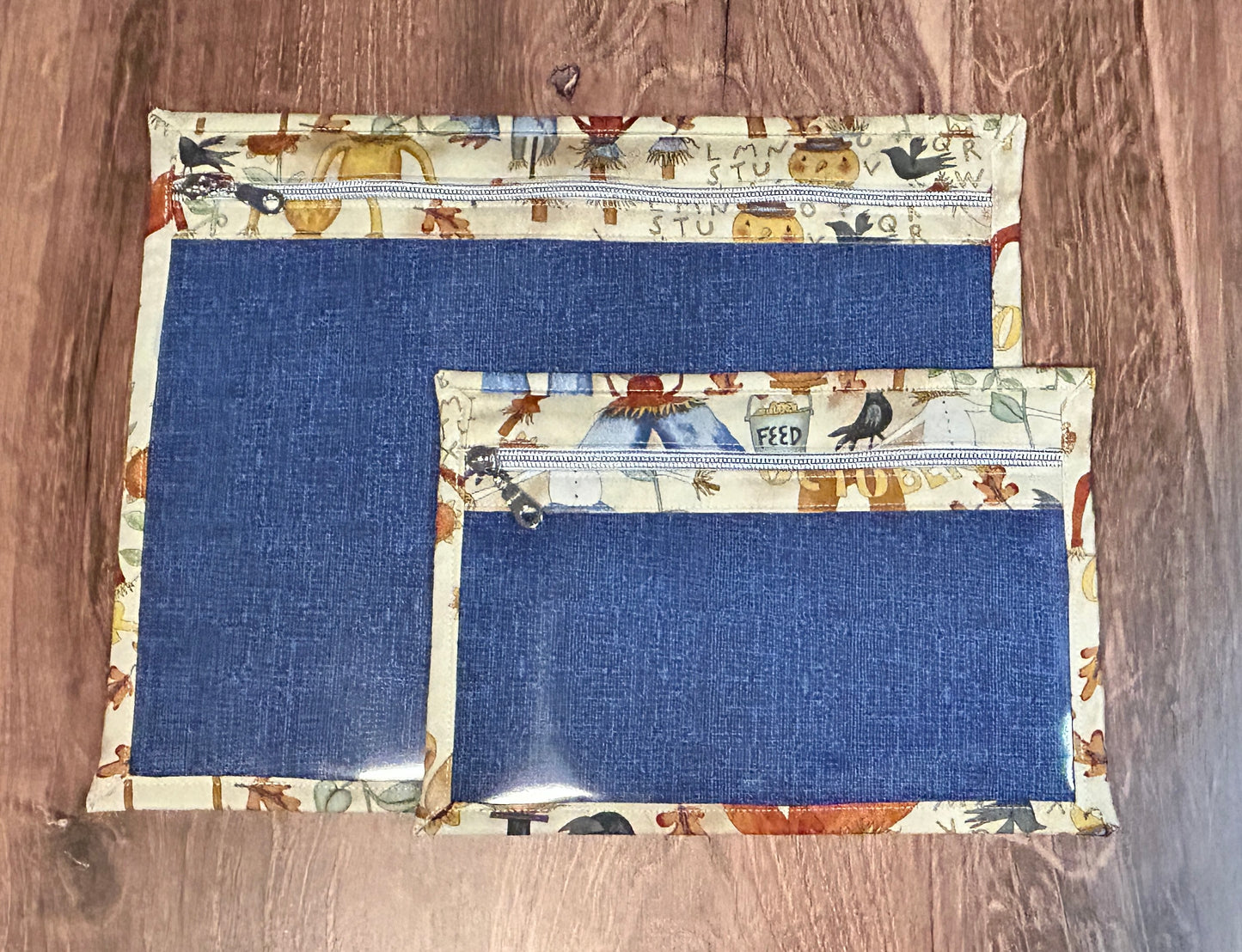 Vinyl Cross Stitch Project Bag - Embroidery bag - Project Bag - Knitting & Crochet Bag - Storage - Harvest Project Bag - Notions (CREAM)