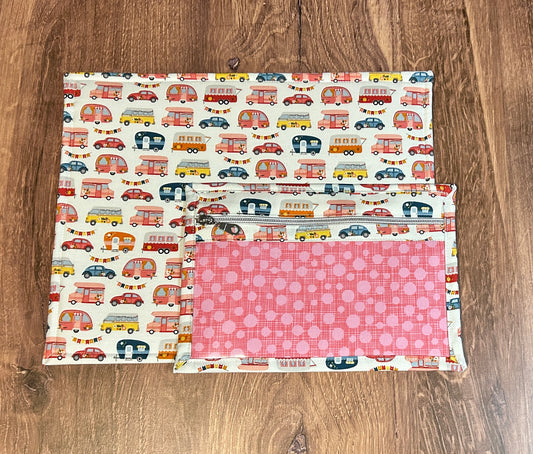 Vinyl Cross Stitch Project Bag - Embroidery bag - Project Bag - Knitting & Crochet Bag - Storage - Glamping Project Bag - Notions (WHITE)