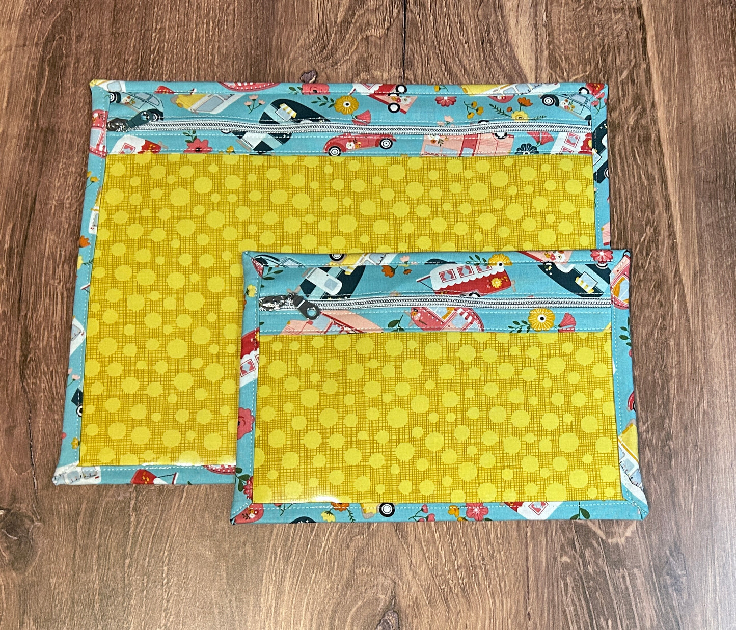 Vinyl Cross Stitch Project Bag - Project Bag - Knitting & Crochet Bag - Storage - Glamping Project Bag - Notions (LIGHT BLUE)