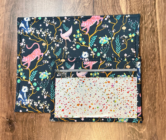 Vinyl Cross Stitch Project Bag - Embroidery Bag - Project Bag - Knitting & Crochet Bag - Notions - Woodland - Panda - Floral