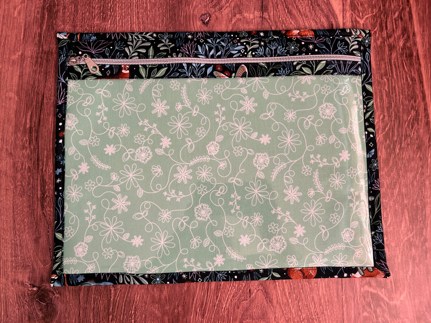 Vinyl Cross Stitch Project Bag - Embroidery bag - Project Bag - Knitting & Crochet Bag - Storage - Organizer - Notions - Woodland - Bear