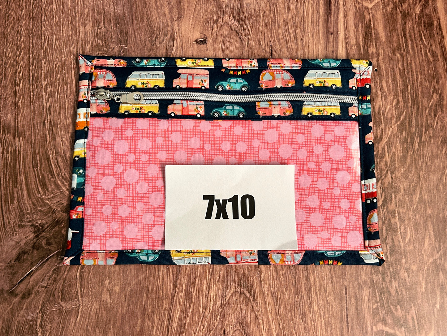 Vinyl Cross Stitch Project Bag - Embroidery bag - Knitting & Crochet Bag - Storage - Glamping Project Bag - Notions (Dark BLUE)