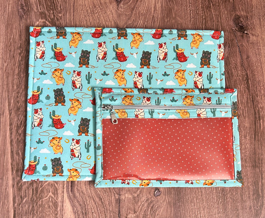 Vinyl Cross Stitch Project Bag - Embroidery bag - Knitting & Crochet Bag - Storage - Organizer - Notions - Guinea Pig - Western