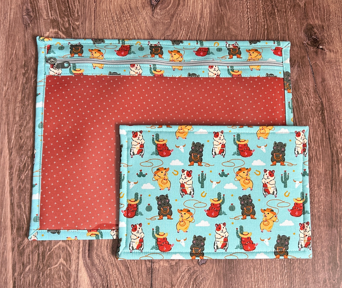Vinyl Cross Stitch Project Bag - Embroidery bag - Knitting & Crochet Bag - Storage - Organizer - Notions - Guinea Pig - Western