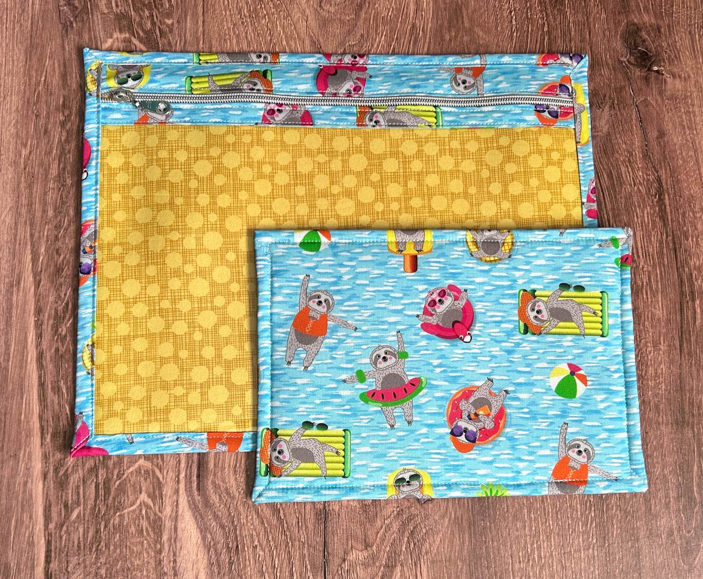 Vinyl Cross Stitch Project Bag - Embroidery bag - Project Bag - Knitting & Crochet Bag - Sloth Project Bag - Notions - Summer