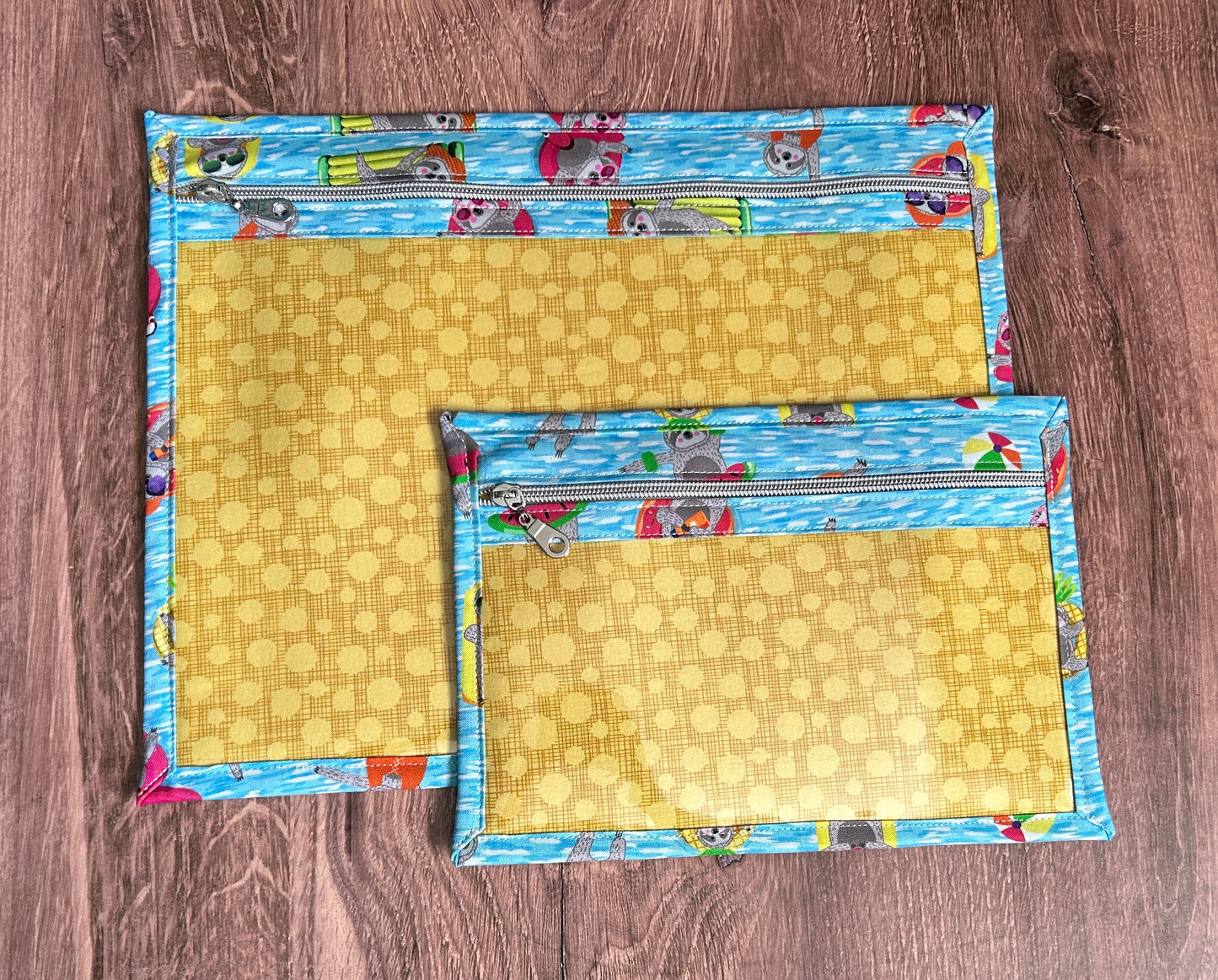 Vinyl Cross Stitch Project Bag - Embroidery bag - Project Bag - Knitting & Crochet Bag - Sloth Project Bag - Notions - Summer