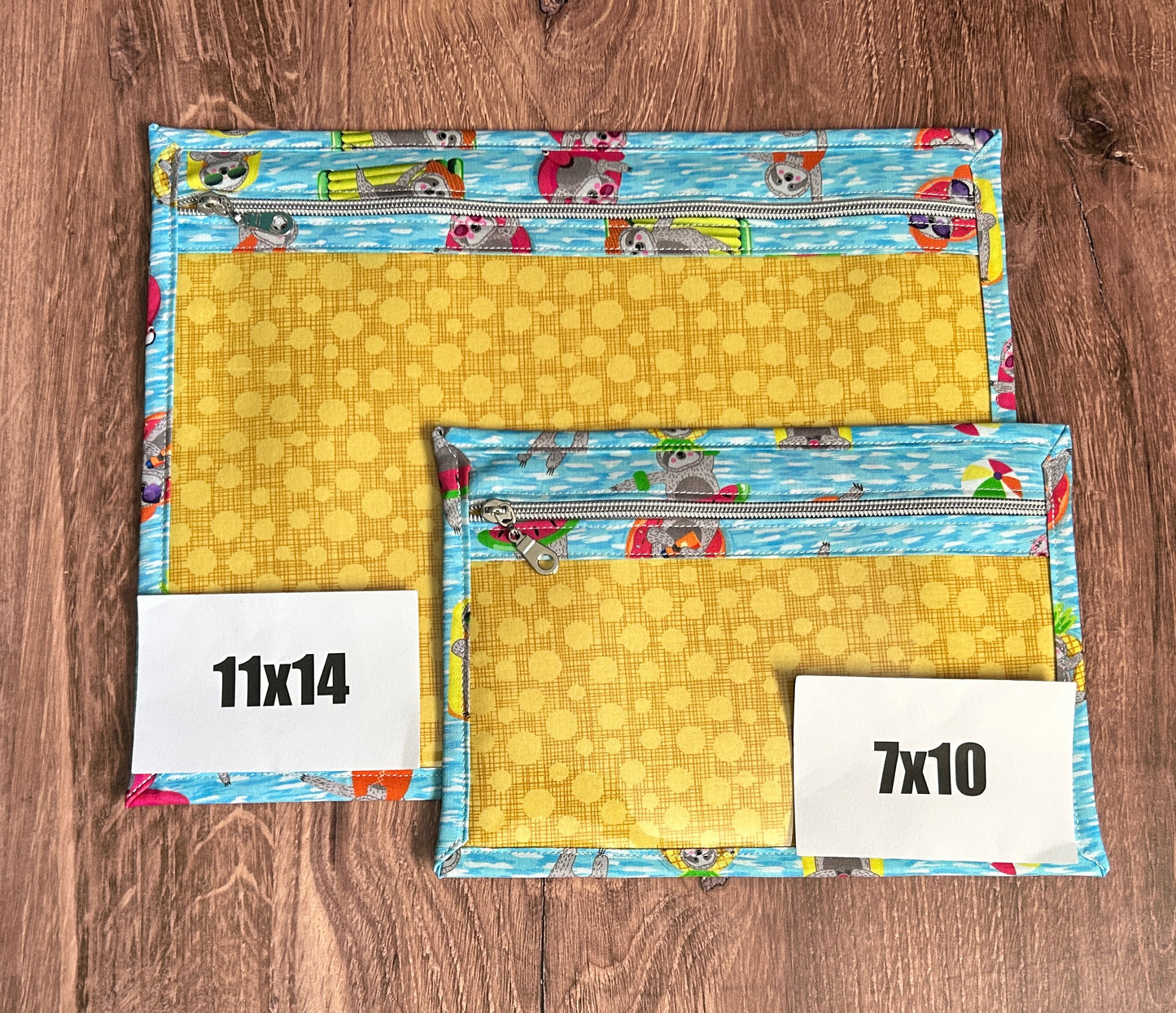 Vinyl Cross Stitch Project Bag - Embroidery bag - Project Bag - Knitting & Crochet Bag - Sloth Project Bag - Notions - Summer