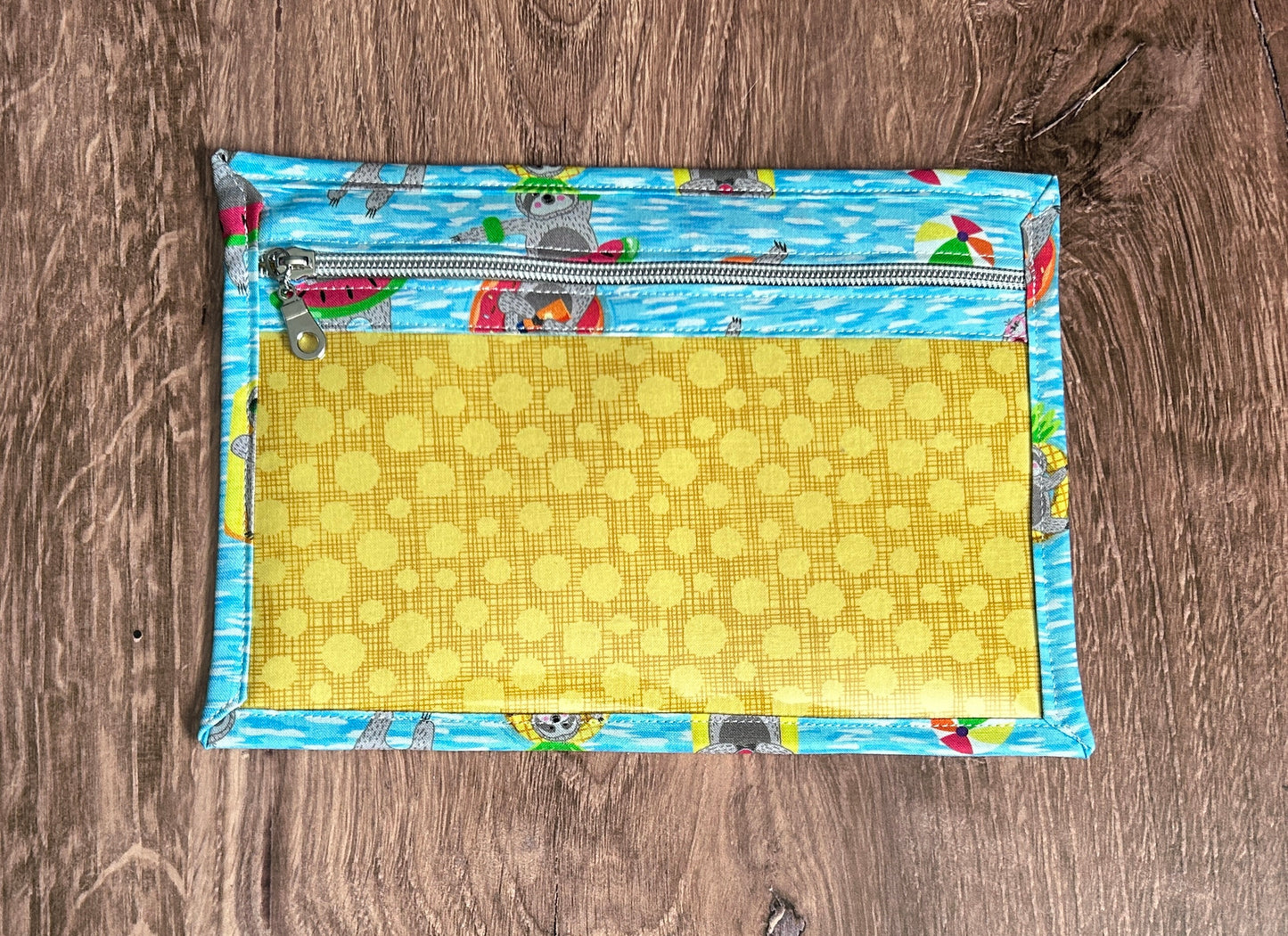 Vinyl Cross Stitch Project Bag - Embroidery bag - Project Bag - Knitting & Crochet Bag - Sloth Project Bag - Notions - Summer