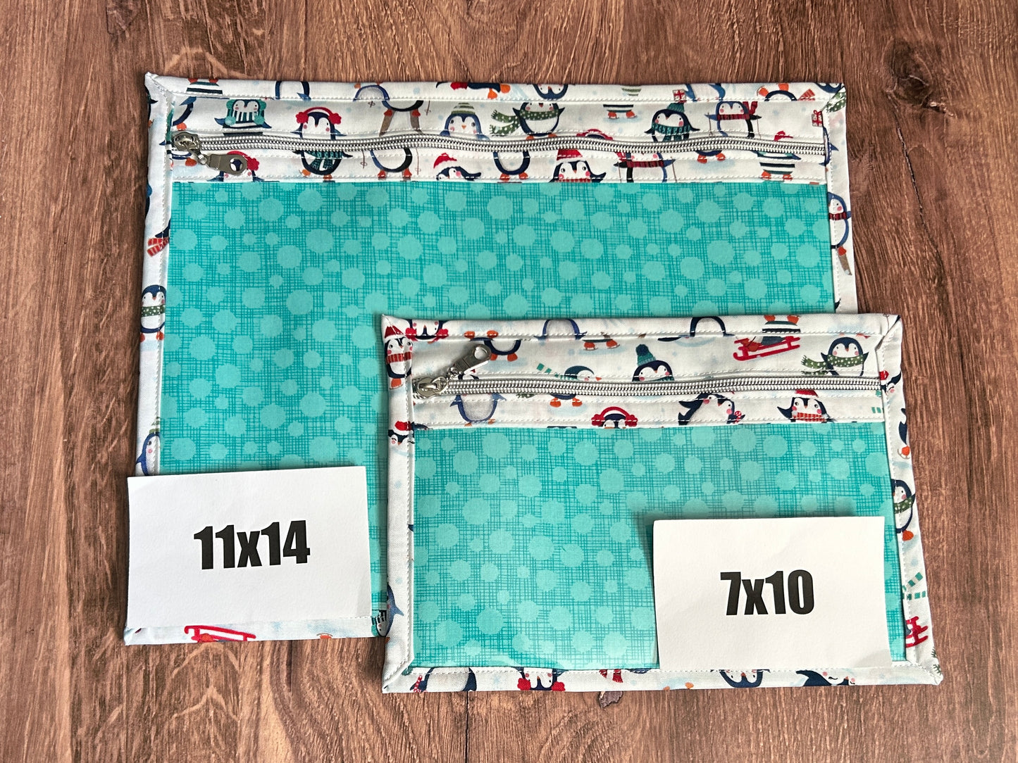 Vinyl Cross Stitch Project Bag - Embroidery bag - Knitting & Crochet Bag - Storage - Penguin Project Bag - Notions - Winter - Snow