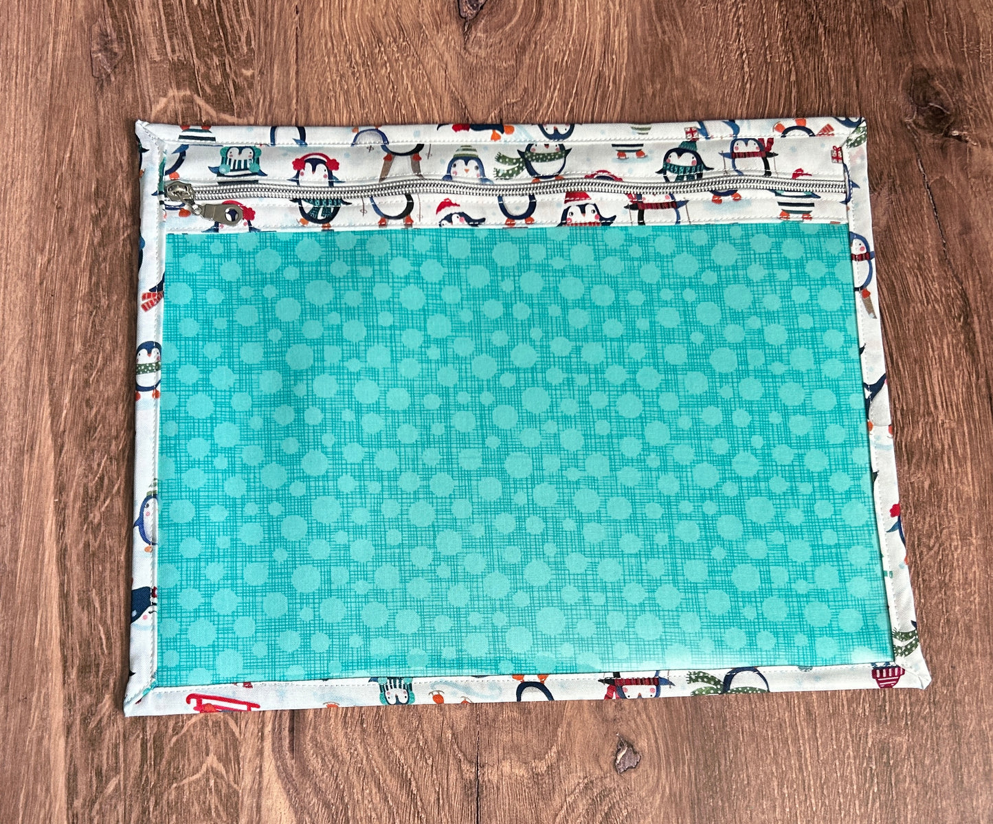 Vinyl Cross Stitch Project Bag - Embroidery bag - Knitting & Crochet Bag - Storage - Penguin Project Bag - Notions - Winter - Snow