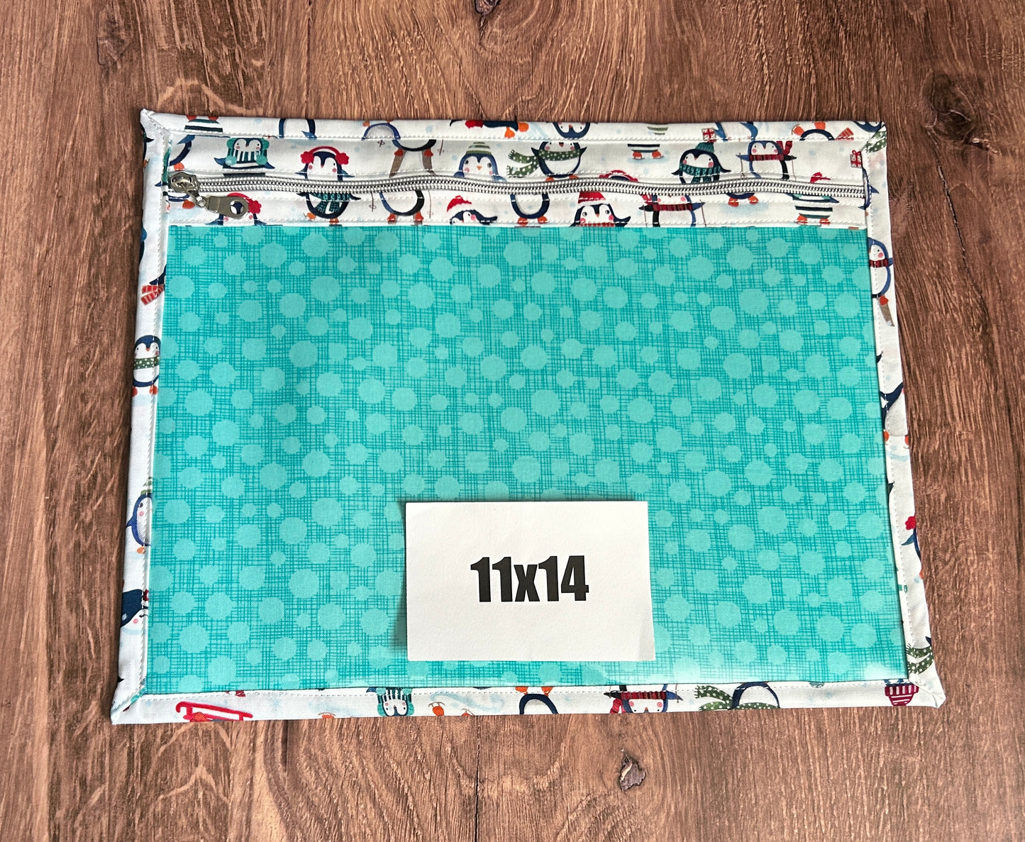 Vinyl Cross Stitch Project Bag - Embroidery bag - Knitting & Crochet Bag - Storage - Penguin Project Bag - Notions - Winter - Snow
