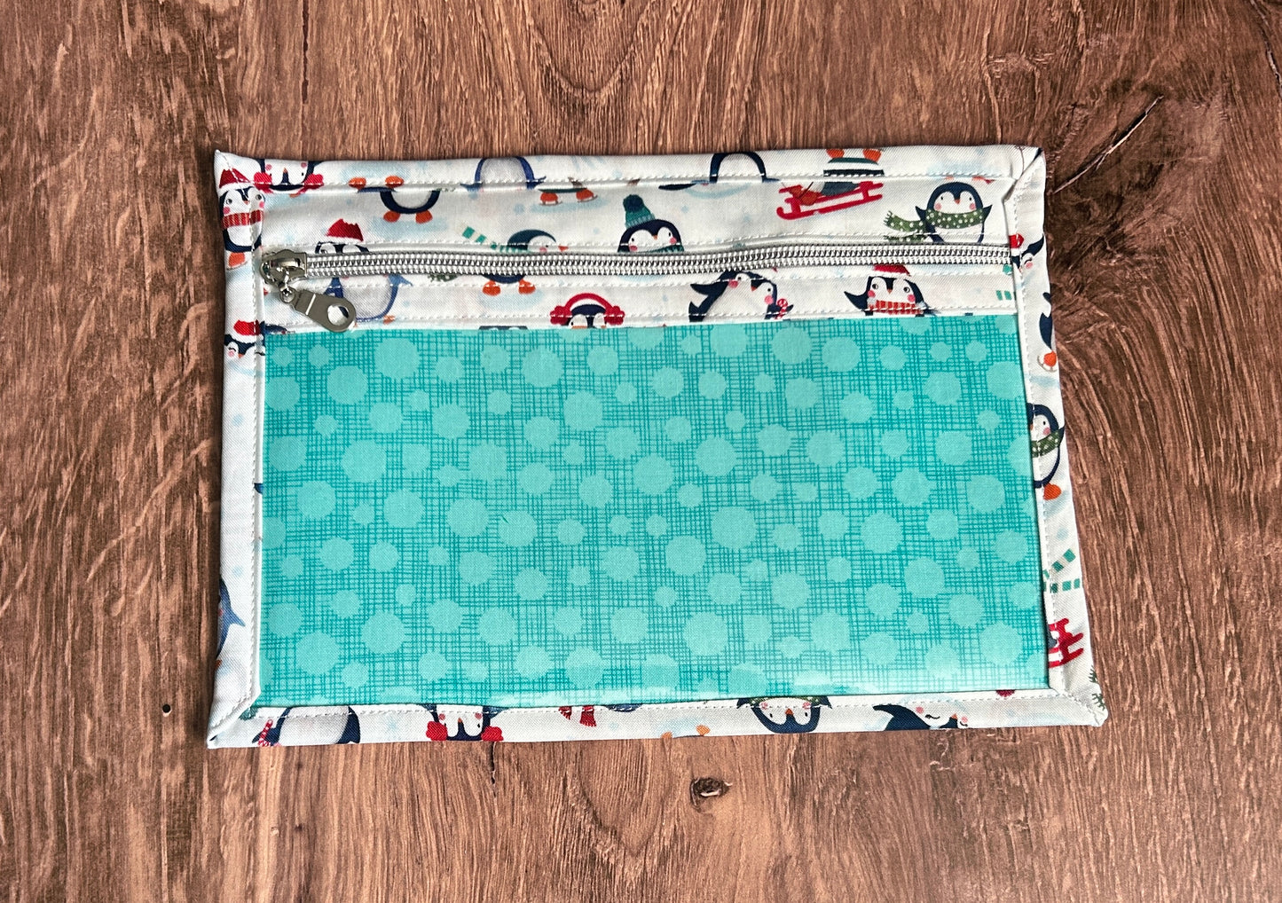 Vinyl Cross Stitch Project Bag - Embroidery bag - Knitting & Crochet Bag - Storage - Penguin Project Bag - Notions - Winter - Snow