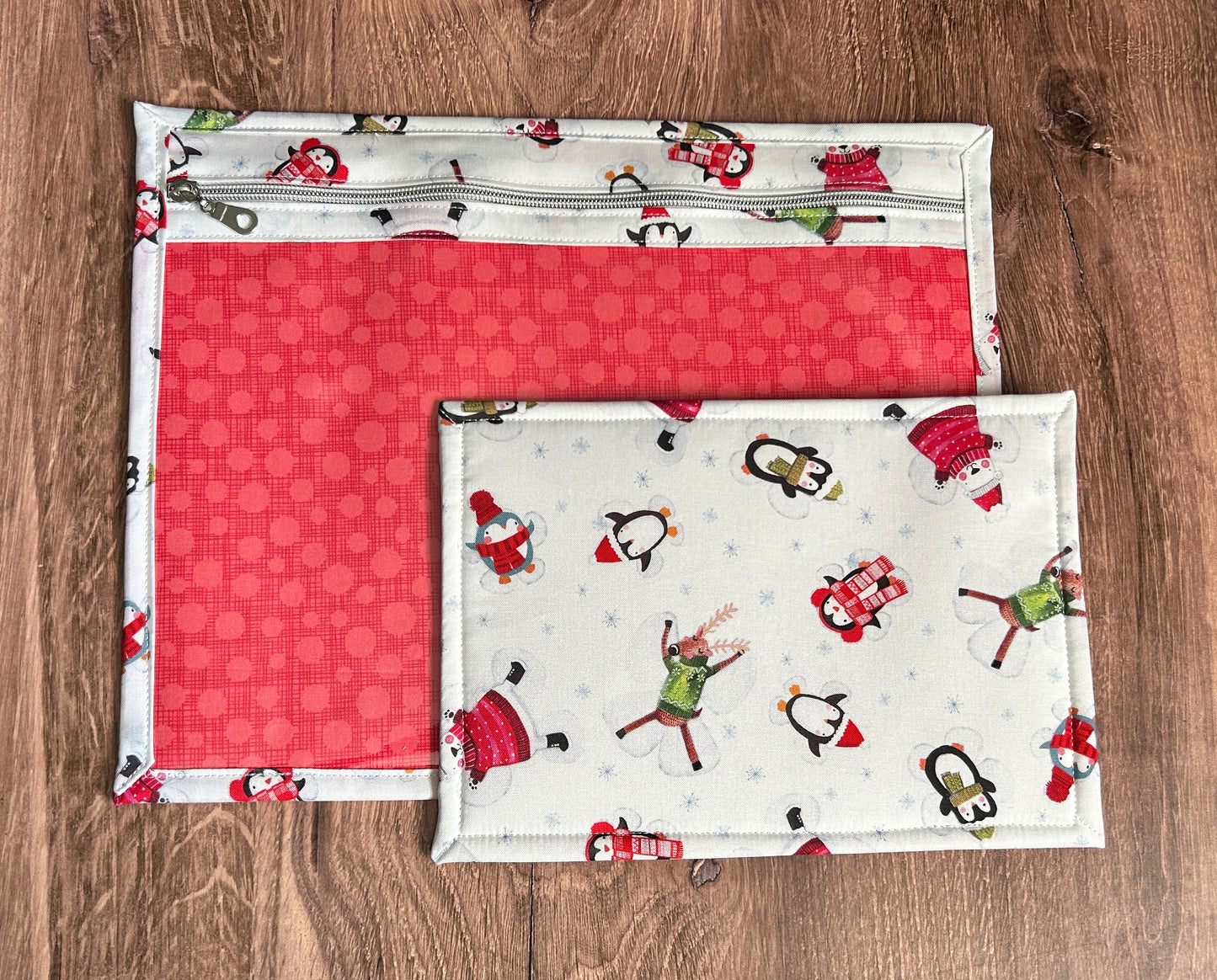 Vinyl Cross Stitch Project Bag - Embroidery bag - Knitting & Crochet Bag - Storage - Penguin Project Bag - Notions - Deer - Bear