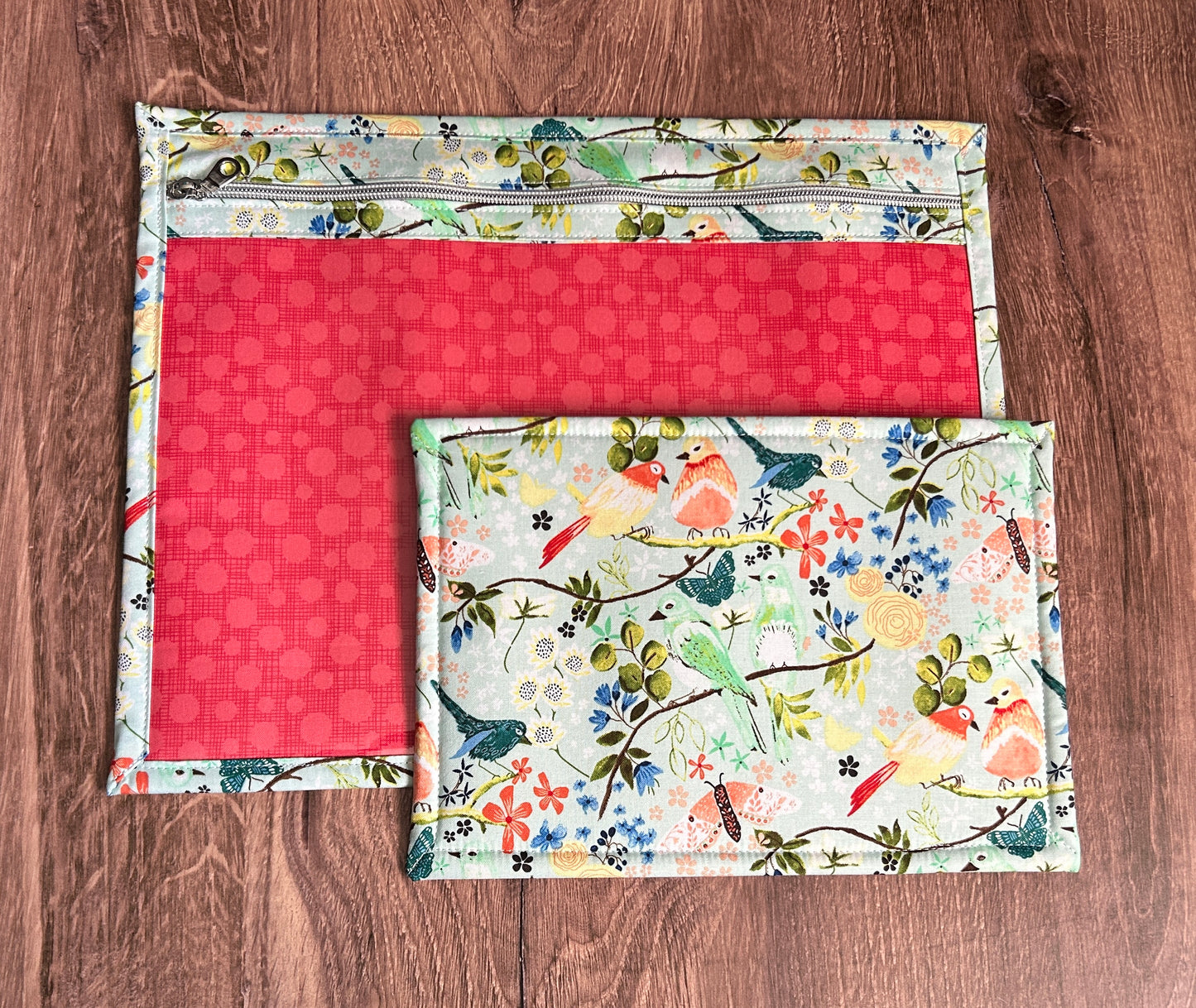 Vinyl Cross Stitch Project Bag - Embroidery bag - Project Bag - Knitting Crochet Bag - Storage - Organizer - Bird Project Bag - Notion