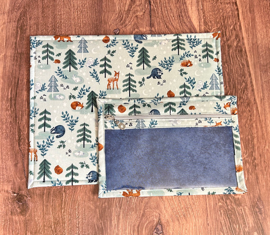 Vinyl Cross Stitch Project Bag - Embroidery Bag - Project Bag - Knitting & Crochet Bag - Storage - Notions - Woodland - Fox - Deer