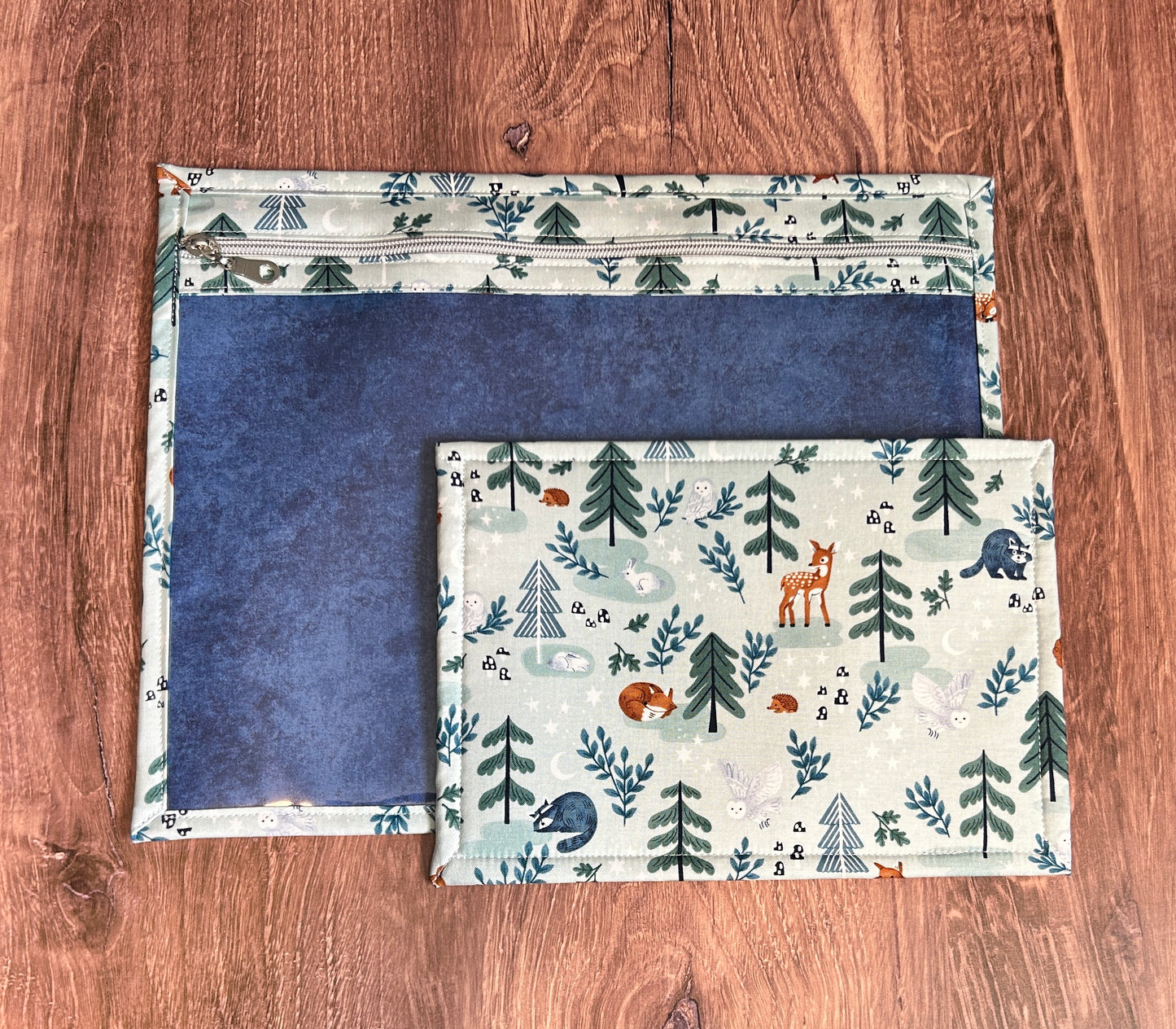 Vinyl Cross Stitch Project Bag - Embroidery Bag - Project Bag - Knitting & Crochet Bag - Storage - Notions - Woodland - Fox - Deer