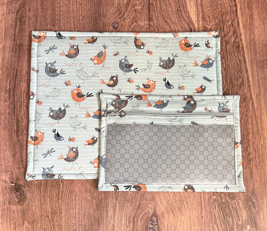 Vinyl Cross Stitch Project Bag - Embroidery bag - Project Bag - Knitting Crochet Bag - Storage - Organizer - Bird Project Bag - Notion
