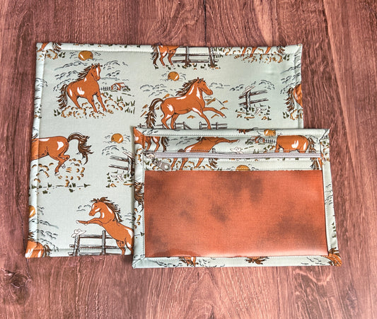 Vinyl Cross Stitch Project Bag - Embroidery bag - Project Bag - Knitting & Crochet Bag - Storage - Organizer - Horse Project Bag - Notions