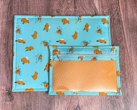 Vinyl Cross Stitch Project Bag - Project Bag - Knitting & Crochet Bag - Storage - Organizer - Capybara - Project Bag - Notions