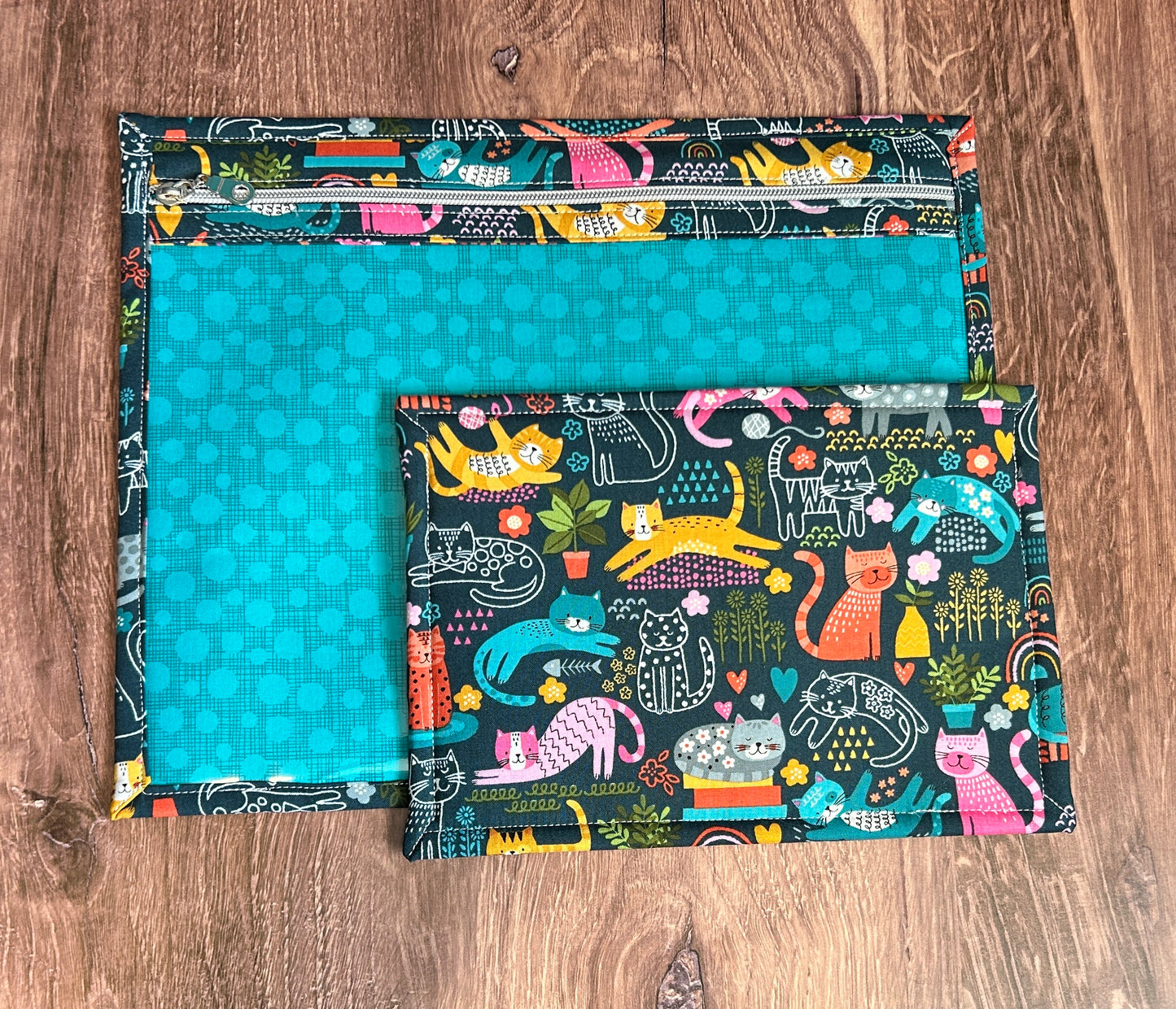 Vinyl Cross Stitch Project Bag - Embroidery bag - Project Bag - Knitting & Crochet Bag - Storage - Organizer - Cat Project Bag - Notions