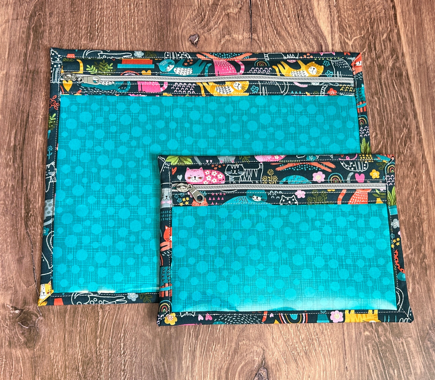 Vinyl Cross Stitch Project Bag - Embroidery bag - Project Bag - Knitting & Crochet Bag - Storage - Organizer - Cat Project Bag - Notions