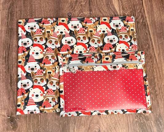 Vinyl Cross Stitch Project Bag - Embroidery Bag - Project Bag - Knitting & Crochet Bag - Notions - Woodland - Christmas - Bear - Fox - Deer