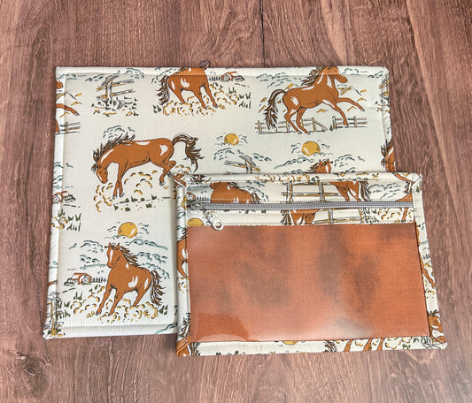 Vinyl Cross Stitch Project Bag - Embroidery bag - Project Bag - Knitting & Crochet Bag - Storage - Organizer - Horse Project Bag - Notions