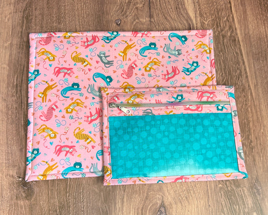 Vinyl Cross Stitch Project Bag - Embroidery bag - Project Bag - Knitting & Crochet Bag - Storage - Organizer - Cat Project Bag - Notions