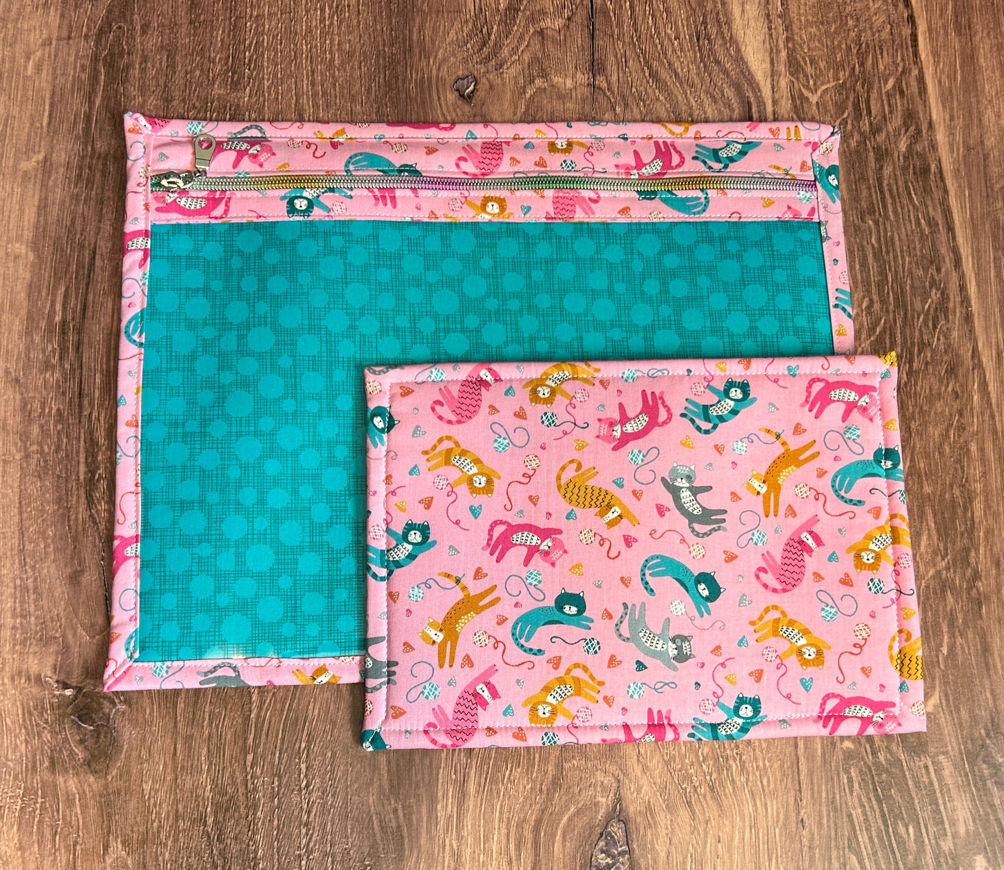 Vinyl Cross Stitch Project Bag - Embroidery bag - Project Bag - Knitting & Crochet Bag - Storage - Organizer - Cat Project Bag - Notions
