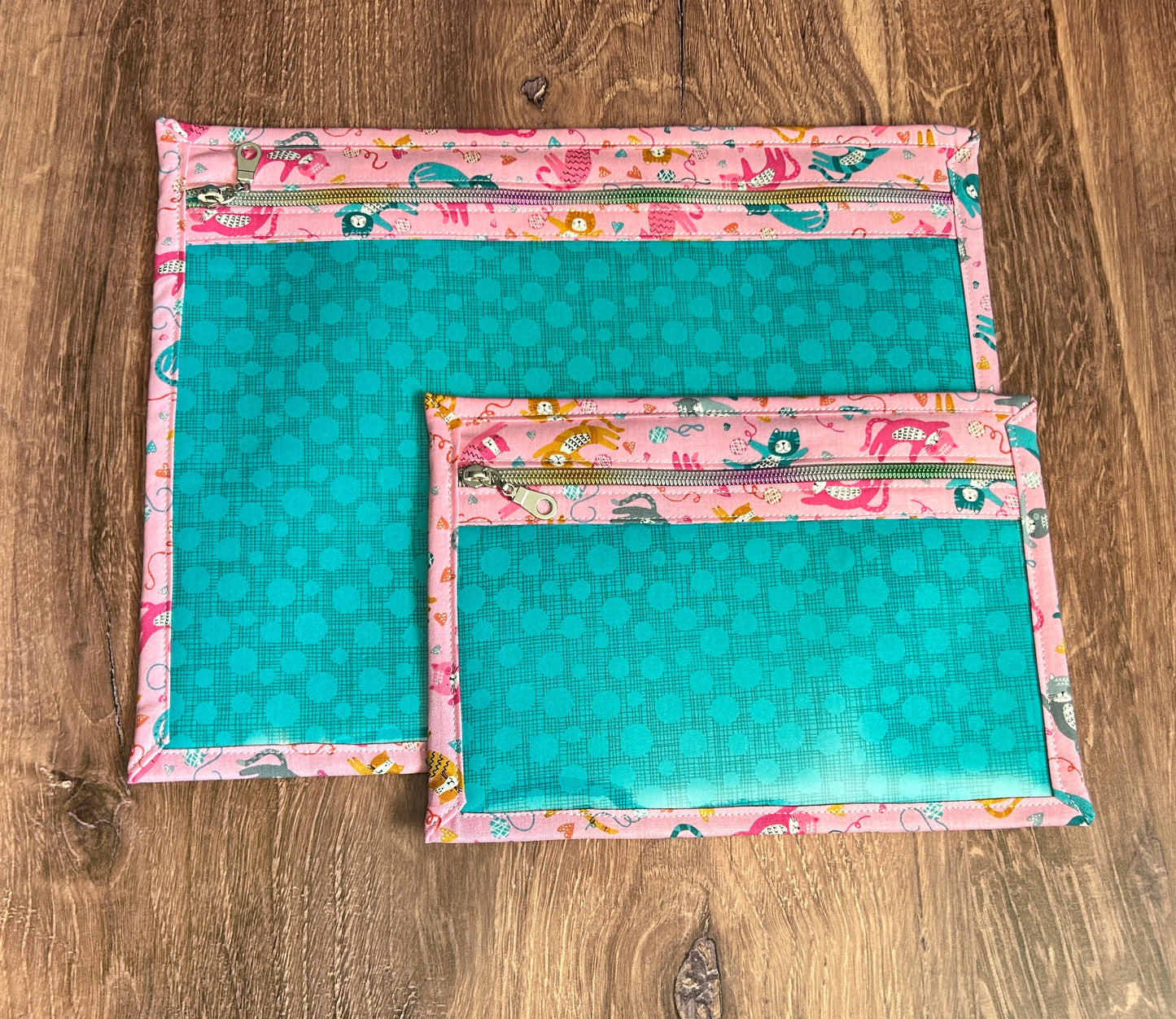 Vinyl Cross Stitch Project Bag - Embroidery bag - Project Bag - Knitting & Crochet Bag - Storage - Organizer - Cat Project Bag - Notions