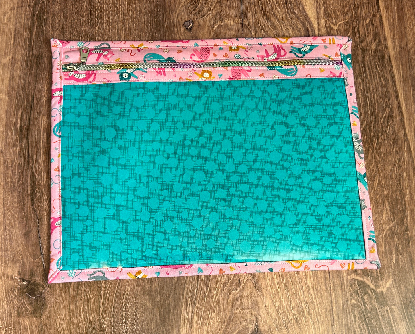Vinyl Cross Stitch Project Bag - Embroidery bag - Project Bag - Knitting & Crochet Bag - Storage - Organizer - Cat Project Bag - Notions