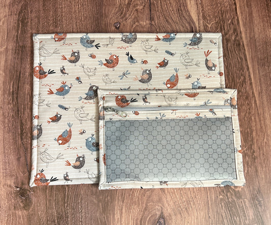 Vinyl Cross Stitch Project Bag - Embroidery bag - Project Bag - Knitting Crochet Bag - Storage - Organizer - Bird Project Bag - Notion