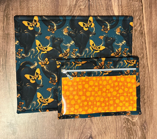Vinyl Cross Stitch Project Bag - Embroidery bag - Project Bag - Knitting & Crochet Bag - Storage - Organizer - Cat Project Bag - Notions