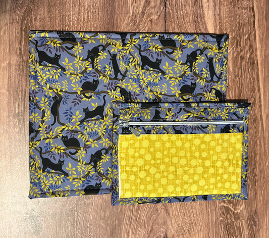 Vinyl Cross Stitch Project Bag - Embroidery bag - Project Bag - Knitting & Crochet Bag - Storage - Organizer - Cat Project Bag - Notions